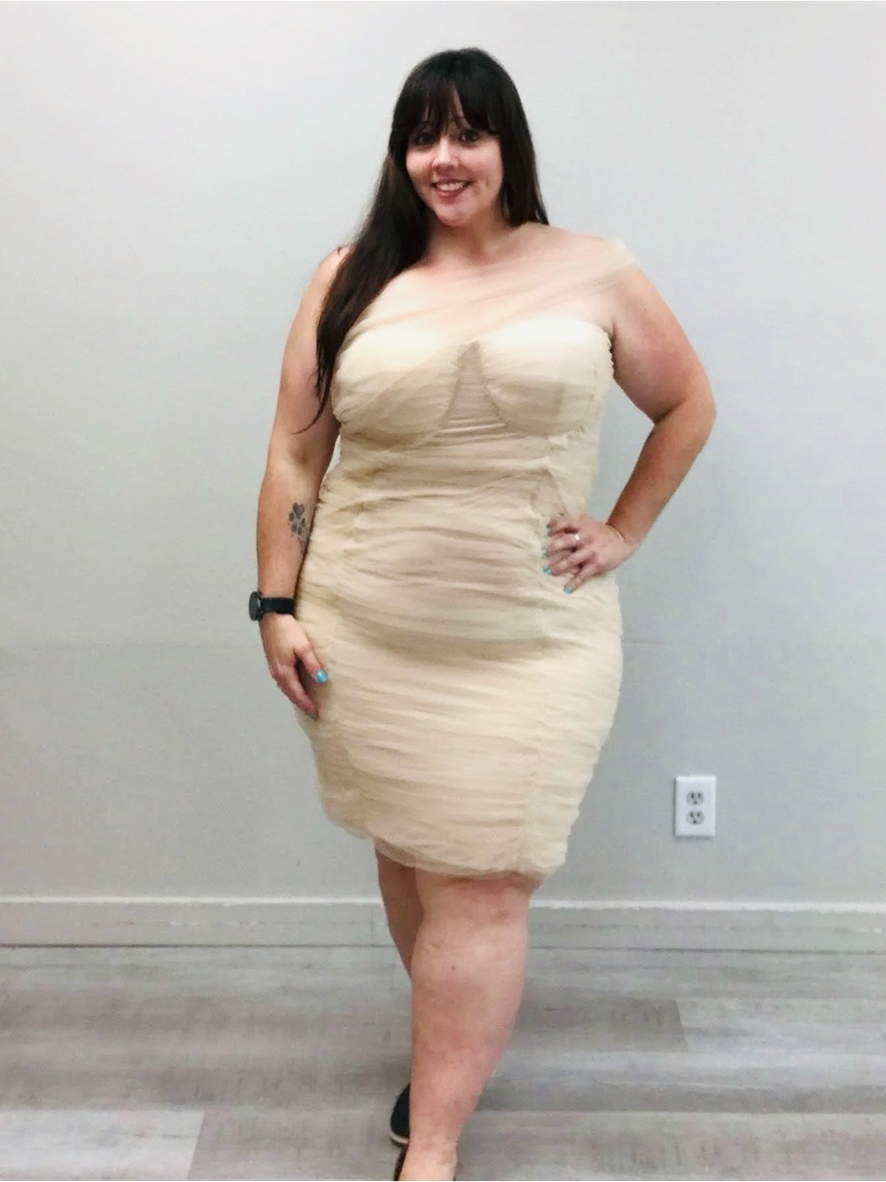 Lavish Alice Cream Ruched One-Shoulder Tulle Dress - New! - Size 22
